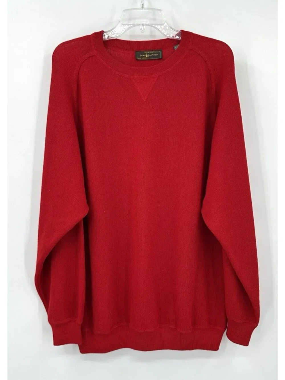 vintage PERU UNLIMITED baby alpaca sweater red XL quiet luxury crewneck 90s